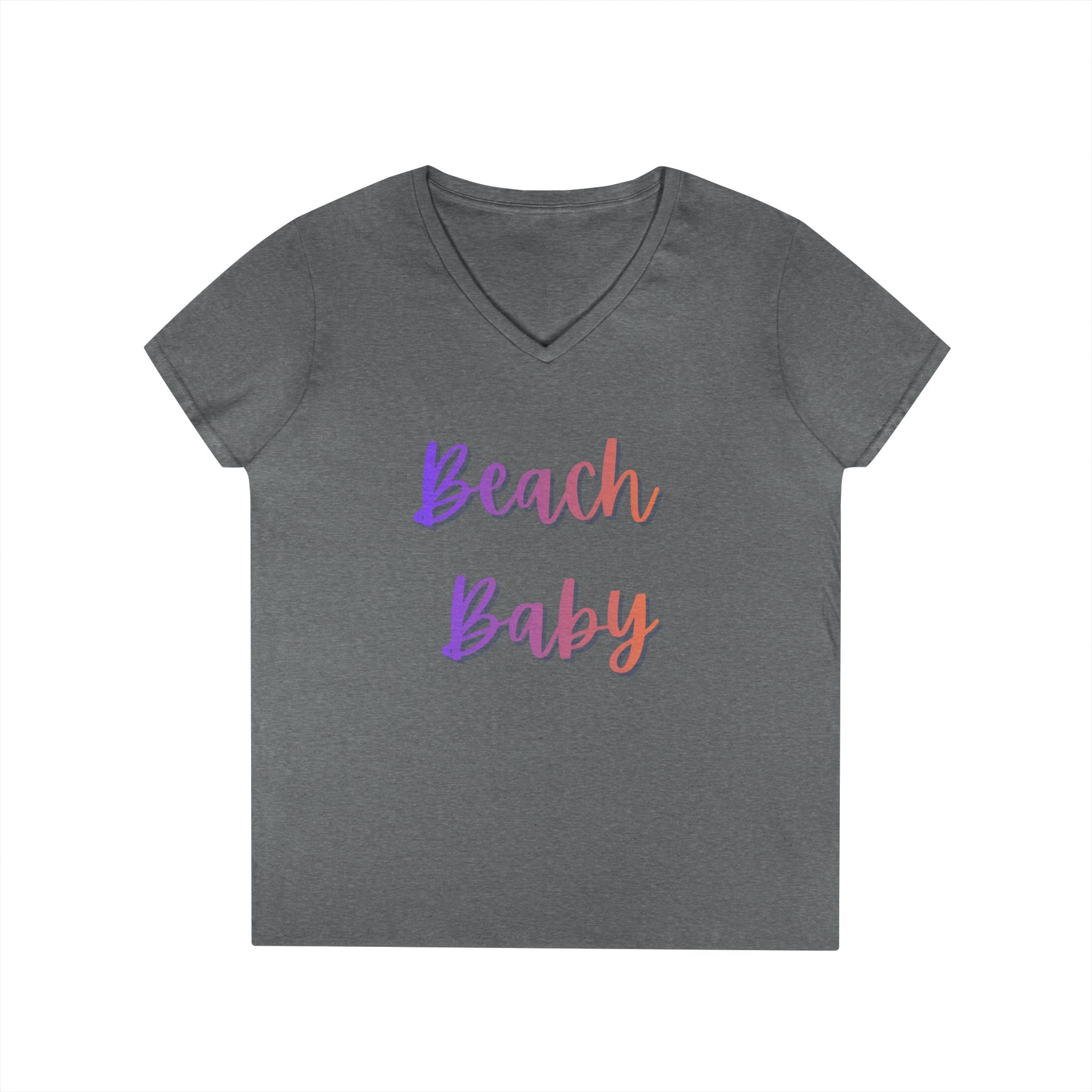 Beach Baby V-Neck Tee — Women's Summer Beach Vacation T-Shirt